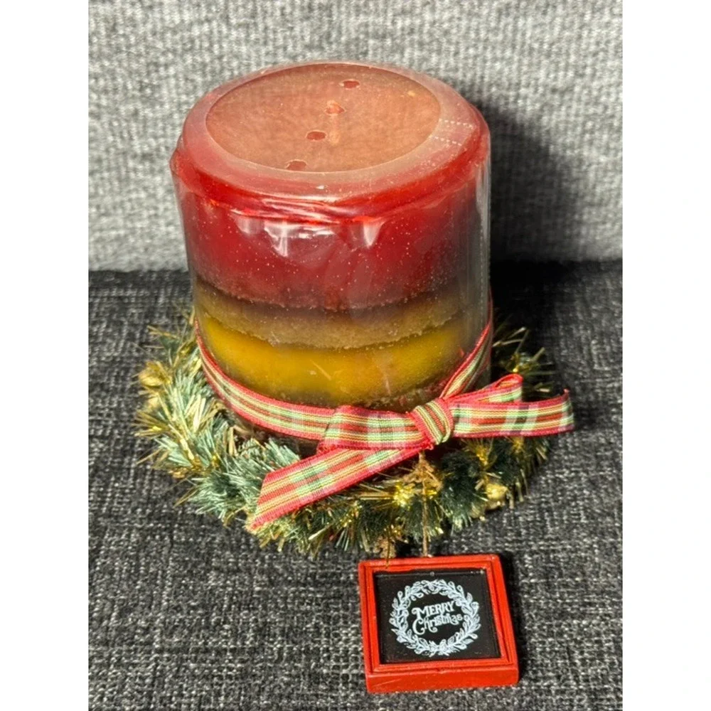 Pier 1 Apple Crisp Pillar Candle Discontinued Fall 3x4 New with Bow
